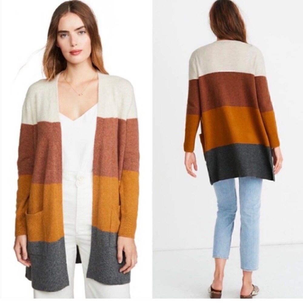Madewell Kent Colorblock Wool Blend Cardigan